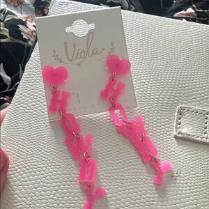 Pink Heart 'Howdy' Earrings